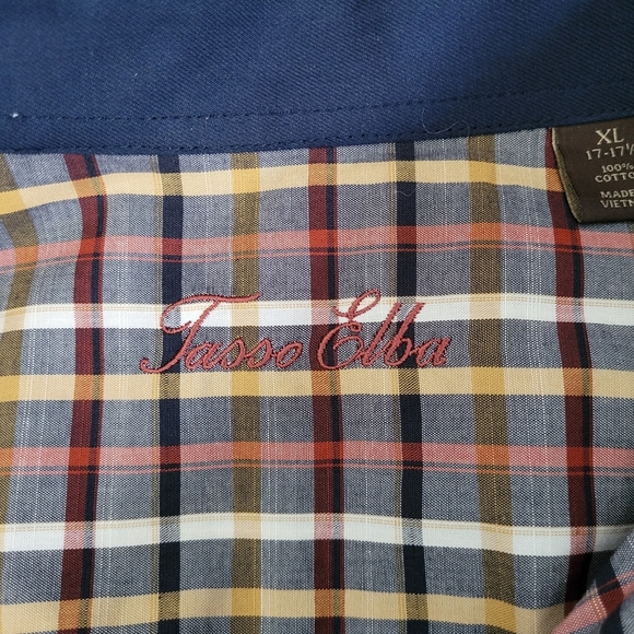 TASSO ELBA Mens Long Sleeve Button Front Shirt 100% Cotton Gray Plaid Stripe C - Picture 7 of 8